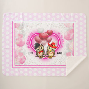 Owl You Need is Liebe Large Sherpa Blanket Sherpadecke