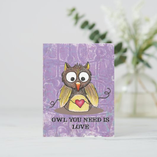"Owl You Neust is Liebe" Schüssel Postkarte Nr. 2 (Stehend Vorderseite)