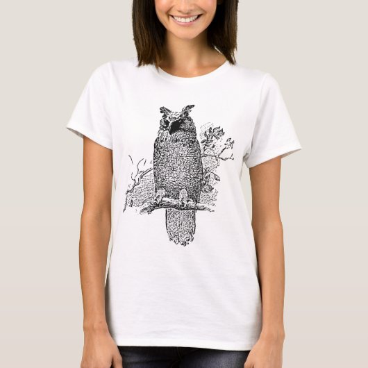 Owl Zeichnend T-Shirt (Vorderseite)