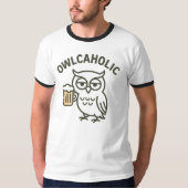 Owlcaholischer Owl Beer Lover Ringer T - Shirt (Vorderseite)