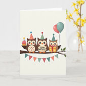 Owlet Geburtstagszweig Karte (Gelbe Blume)