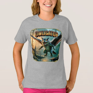 Owligator-Illustration – Eule Alligator Lustig Gru T-Shirt