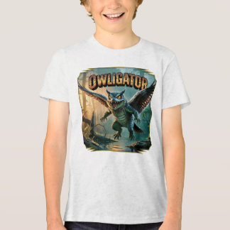 Owligator Illustration – Owl Alligator Funny Scary Tri-Blend Shirt