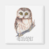 Owling Expert, Funny Little Owl Magnet (Vorne)