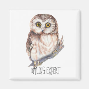 Owling Expert, Funny Little Owl Magnet