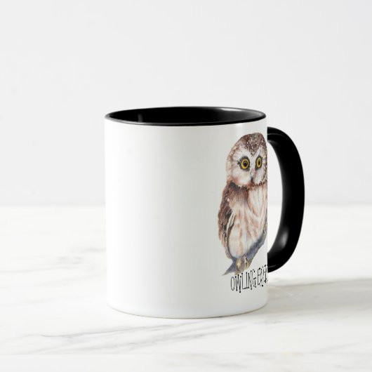 Owling Expert, Funny Little Owl Tasse (VorderseiteRechts)