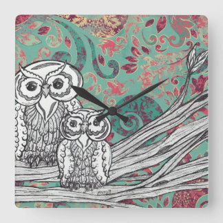 Owls 48 Clock Quadratische Wanduhr