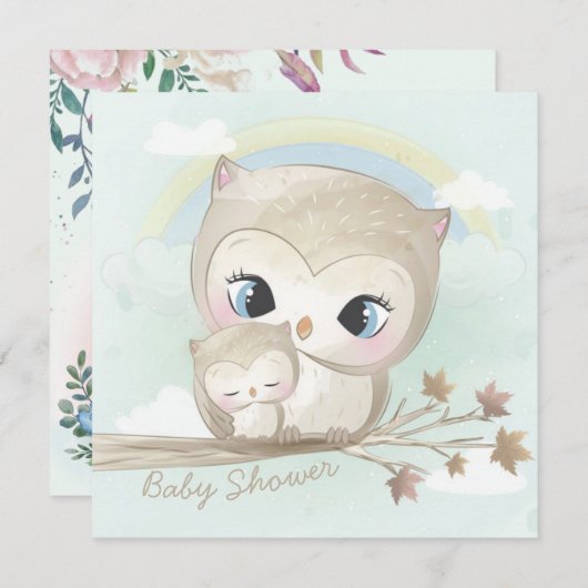 Owls Baby Shower Einladung (Vorne/Hinten)