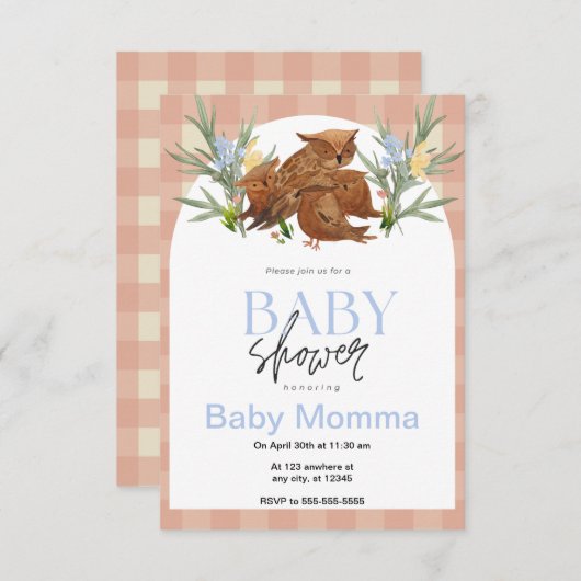Owls Baby Shower Einladung (Vorne/Hinten)