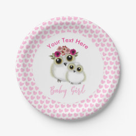 Owls Baby Shower Girl Pink Whimsical Personalisier Pappteller