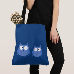Owls Birds Funny Niedlich Blue Cartoon Tiere Girly Tasche