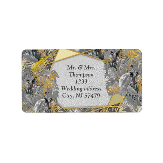 Owls - Blätter der Pflanze in Grau/Gelb 2021 Adressaufkleber (Vorne)