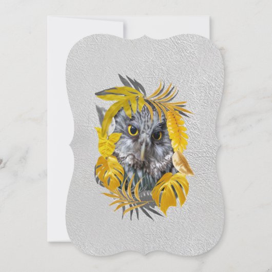 Owls - Blätter der Pflanze in Grau/Gelb 2021 Einladung (Rückseite)
