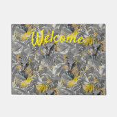 Owls - Blätter der Pflanze in Grau/Gelb 2021 Fußmatte (Vorderseite)