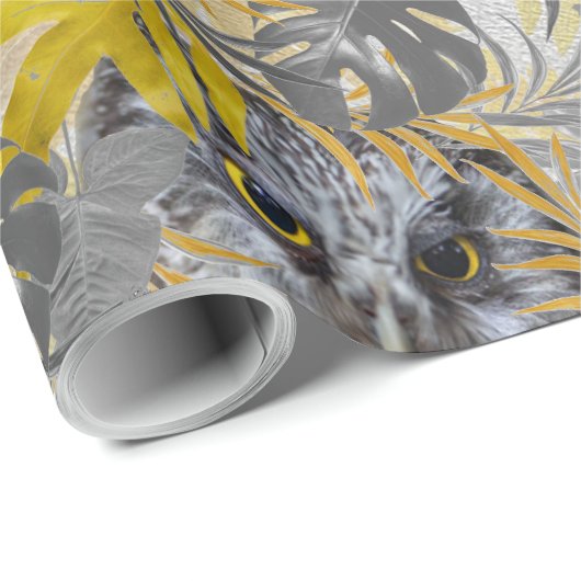 Owls - Blätter der Pflanze in Grau/Gelb 2021 Geschenkpapier (Rolleneckpunkt)