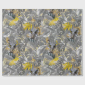 Owls - Blätter der Pflanze in Grau/Gelb 2021 Geschenkpapier (Flach)