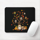 Owls Blätter Tree Herbst Kürbiskürbis Halloween Ow Mousepad (Mit Mouse)