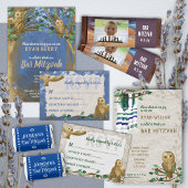 Owls, Blue & Beige Bar Mitzvah RSVP Card Hinweiskarte