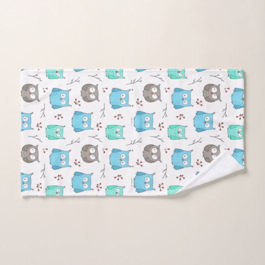 Owls & Branches-Muster Badhandtuch Set (Handtuch)