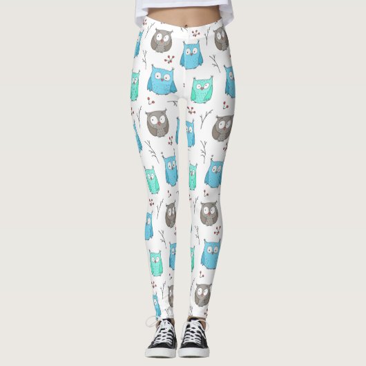 Owls & Branches-Muster Leggings (Vorderseite)