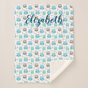 Owls & Branches Muster Sherpa Blanket Sherpadecke