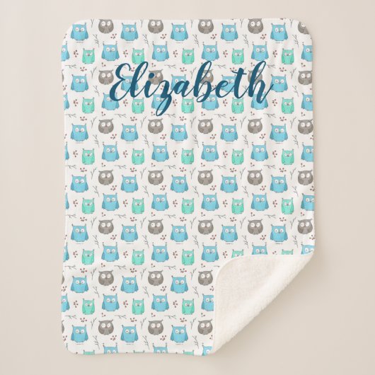 Owls & Branches Muster Sherpa Blanket Sherpadecke (Vorderseite)