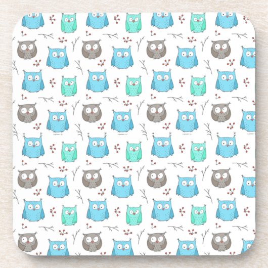 Owls & Branches Pattern Beverage Coaster Getränkeuntersetzer (Vorderseite)
