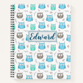 Owls & Branches Pattern Notebook Notizblock (Vorderseite)