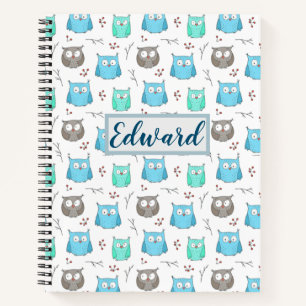 Owls & Branches Pattern Notebook Notizblock