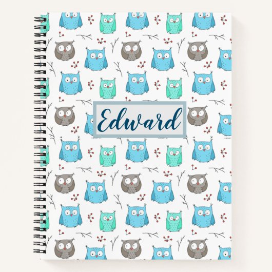 Owls & Branches Pattern Notebook Notizblock (Vorderseite)