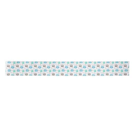 Owls & Branches Pattern Satin Ribbon Satinband (Vorderseite)
