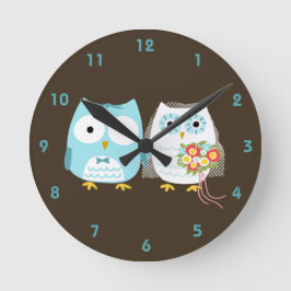 Owls Bride and Groom - Niedliches Hochzeitspaar Runde Wanduhr