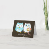Owls Bride und Groom Newlyweds Wedding Vielen Dank Dankeskarte (Vorderseite)