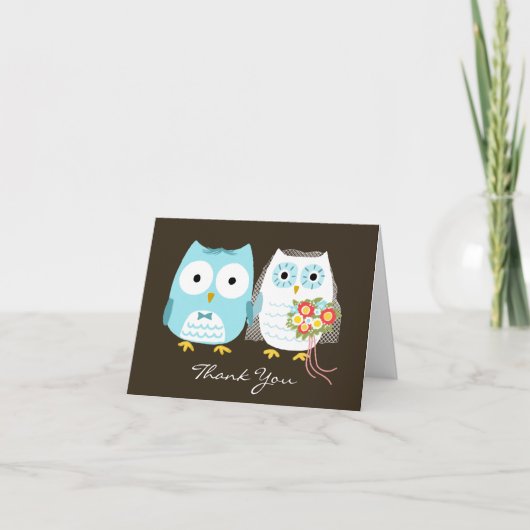 Owls Bride und Groom Newlyweds Wedding Vielen Dank Dankeskarte (Vorderseite)