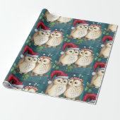 Owls Christmas Eve Cuddling Couple Weihnachtsmannm Geschenkpapier (Ungerollt)