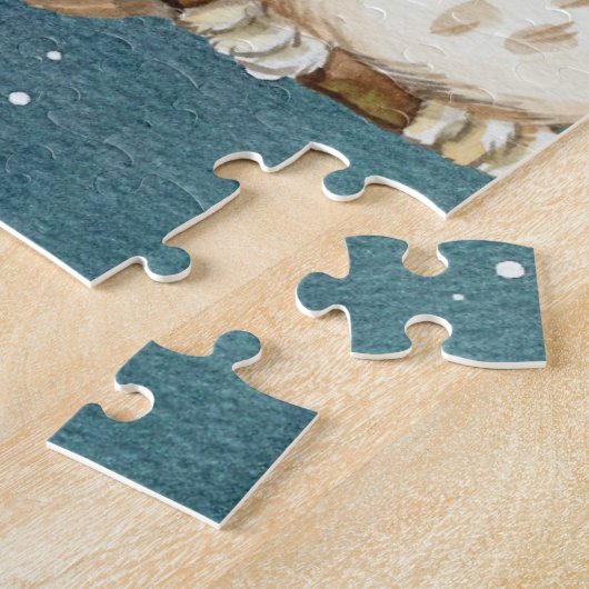 Owls Christmas Eve Night Santa Red Hat Puzzle (Seite)