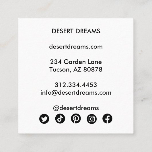 Owl's Clover Lila Wüste Wildblume Foto Travel Quadratische Visitenkarte (Rückseite)