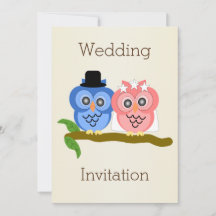 Owls Design Champagne Colored Wedding
