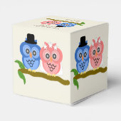 Owls Design Champagne Colored Wedding Geschenkschachtel (Rückseite)