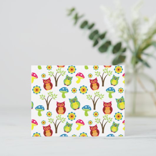 Owls Design Postcard Postkarte (Stehend Vorderseite)