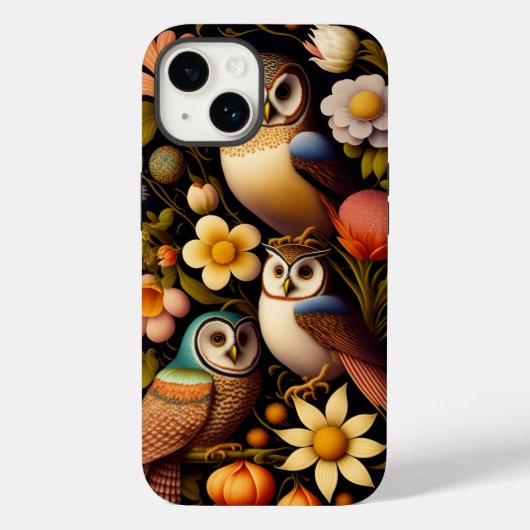 Owls & Flowers | Modern Haeckel Case-Mate iPhone Hülle (Rückseite)