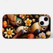 Owls & Flowers | Modern Haeckel Case-Mate iPhone Hülle (Rückseite (Horizontal))
