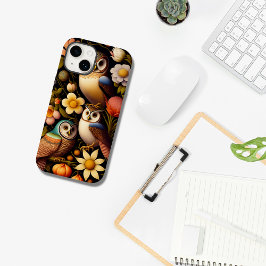Owls & Flowers | Modern Haeckel Case-Mate iPhone 14 Hülle