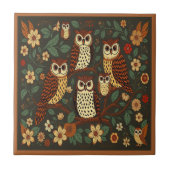 Owls Forest Animals Earthy Tones Rustic Boho Fliese (Vorderseite)