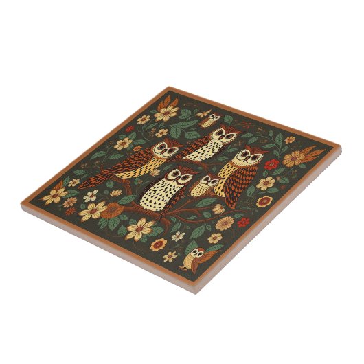 Owls Forest Animals Earthy Tones Rustic Boho Fliese (Seite)