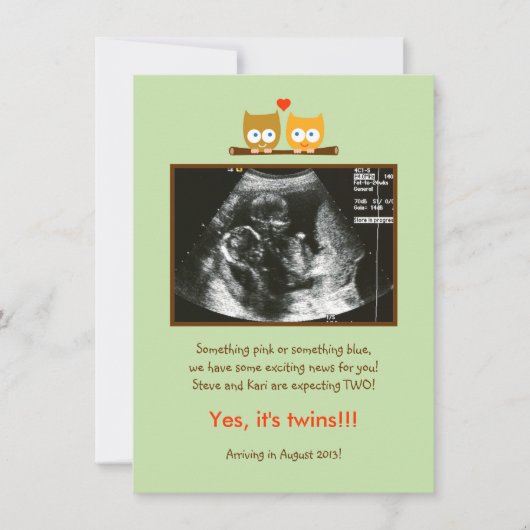 Owls Foto Schwangerschaft Ankündigung (Vorderseite)