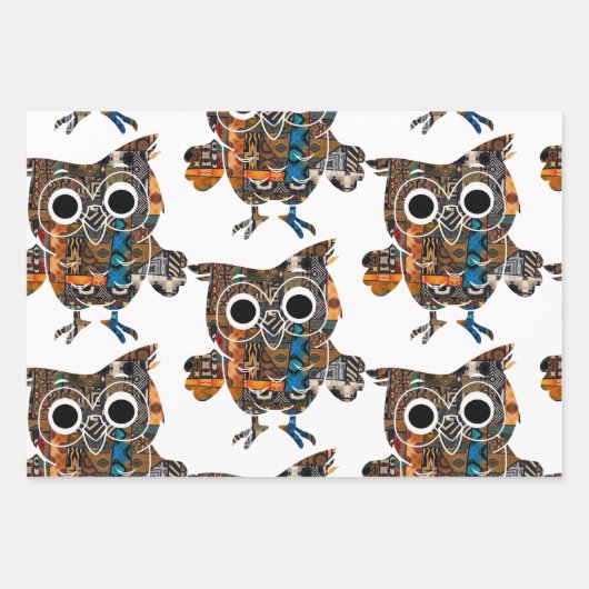 Owls Galore Wrapping Paper Flat Sheet Set 3 Geschenkpapier Set (Vorderseite 2)