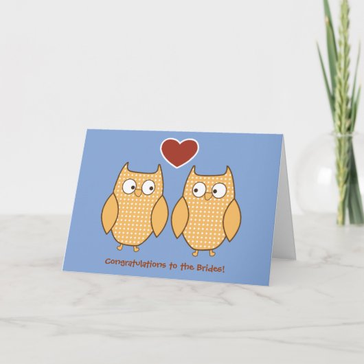 Owls Gay Wedding Card für lesbische Brides Karte (Vorderseite)