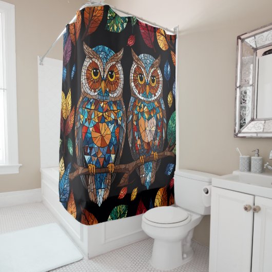 Owls gesteinigtes Glas Mosaik Badezimmer Duschvorhang (Beispiel)