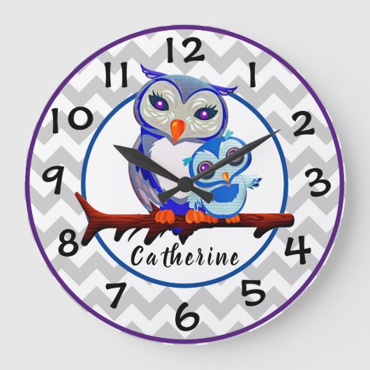 Owls Große Wanduhr (Vorderseite)
